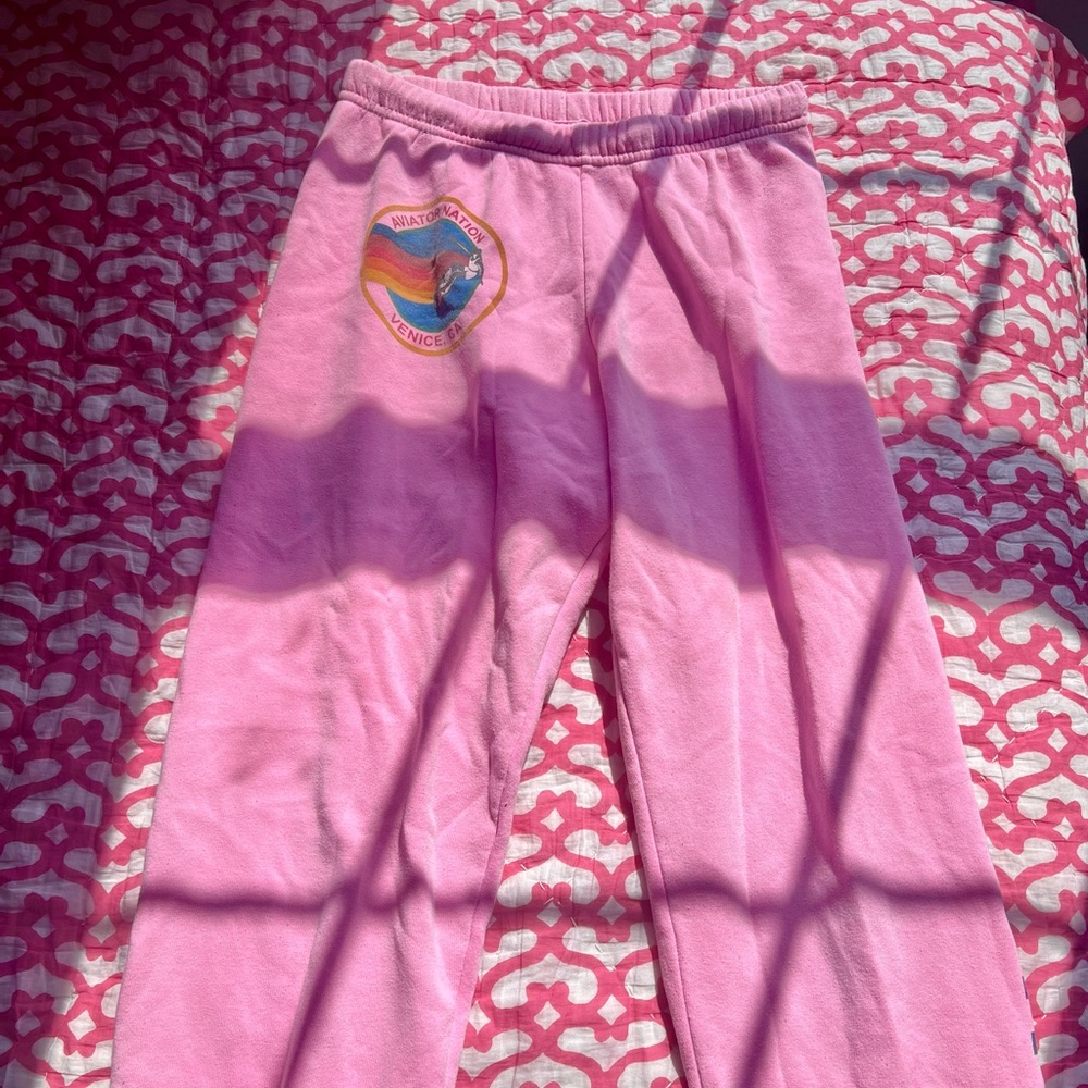 Aviator Nation Pink logo sweatpants